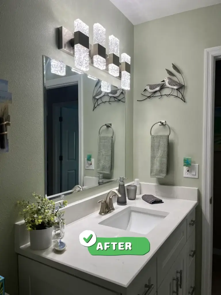 Bathroom vanity with a new countertop and undermount sink